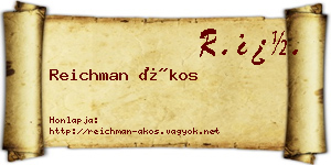 Reichman Ákos névjegykártya